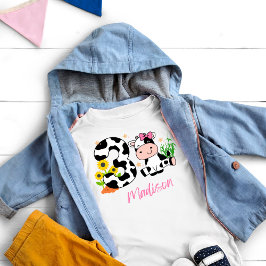 女の子かわいい牛3歳の誕生日 トドラーTシャツ