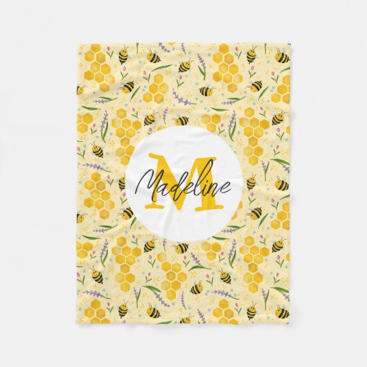 女の子かわいい甘い夏のフローラビーキッズ フリースブランケット (正面)