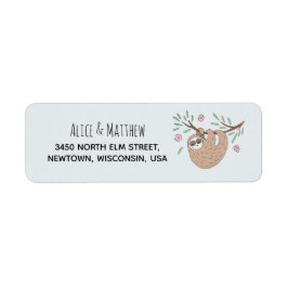 女の子かわいい眠りナマケモノモダンの赤ちゃんシャワー ラベル