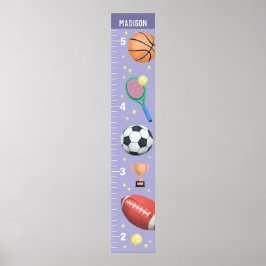 女の子かわいい紫のスポーツ成長図 ポスター