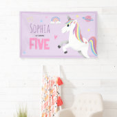 女の子かわいい紫ユニコーン子供たち5th誕生日パーティー 横断幕 (インサイチュ)