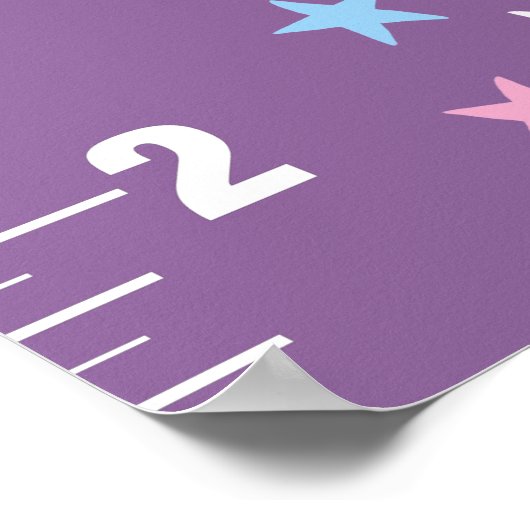 女の子かわいい紫ユニコーン子供の成長チャート ポスター (角)