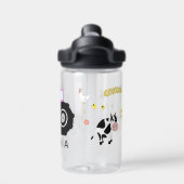 女の子かわいい紫色のトラクターキッズスクール ウォーターボトル (背面)