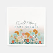 女の子かわいい自然フローラ植物性ベビーシャワー スタンダードカクテルナプキン (正面)