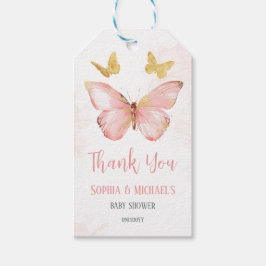 女の子かわいい赤面ピンクバタフライベビーシャワーパーティー ギフトタグ