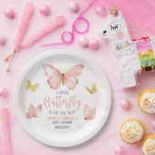 女の子かわいい赤面ピンクバタフライベビーシャワーパーティー ペーパープレート (パーティー)