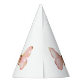 女の子かわいい赤面ピンクバタフライ1st誕生日 パーティーハット (裏面)