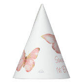 女の子かわいい赤面ピンクバタフライ1st誕生日 パーティーハット (左)