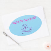 女の子かわいい青が尾の馬に話/ポニー 楕円形シール (封筒)