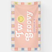 女の子かわいい2グルービーボホ2歳の誕生日 横断幕 (縦)