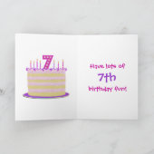女の子かわいい7番目の誕生日 – カスタマイズする カード (内部)