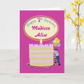 女の子かわいい7番目の誕生日 – カスタマイズする カード (黄色い花)