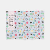 女の子かわいい(昆虫)マルハナバチビー夏パターン名子供 フリースブランケット (正面(横))