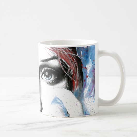 女の子かわいらしのポートレート目ウォーター絵画カラーの芸術 コーヒーマグカップ (右)