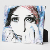 女の子かわいらしのポートレート目ウォーター絵画カラーの芸術 フォトプラーク (側面)