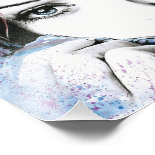 女の子かわいらしのポートレート目ウォーター絵画カラーの芸術 フォトプリント            (角)