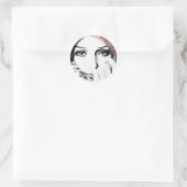 女の子かわいらしのポートレート目ウォーター絵画カラーの芸術 ラウンドシール (バッグ)