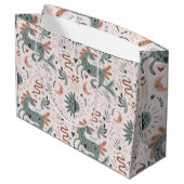 女の子かわいらし用ピンクの可愛いパターン誕生日 ラージペーパーバッグ (裏面アングル)