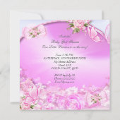 女の子かわいらし赤ちゃんシャワーピンクバタフライブルネットLT 招待状 (裏面)