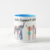 女の子がお互いを支え合うことを示すマグカップ。 マグカップ (中央)