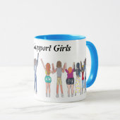 女の子がお互いを支え合うことを示すマグカップ。 マグカップ (正面右)