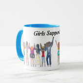 女の子がお互いを支え合うことを示すマグカップ。 マグカップ (正面左)