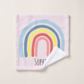 女の子がかわいい虹お洒落の漫画のネームキッズ バスタオルセット (ウォッシュタオル)