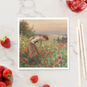 女の子がケシを摘む(フローラシーン) （花畑） スタンダードランチョンナプキン (インサイチュ)