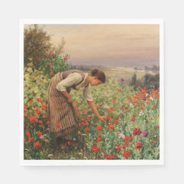 女の子がケシを摘む(フローラシーン) （花畑） スタンダードランチョンナプキン