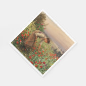 女の子がケシを摘む(フローラシーン) （花畑） スタンダードランチョンナプキン (角)