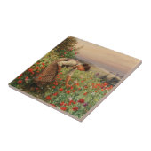 女の子がケシを摘む(フローラシーン) （花畑） タイル (側面)