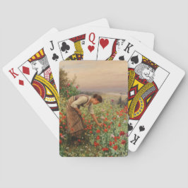 女の子がケシを摘む(フローラシーン) （花畑） トランプ