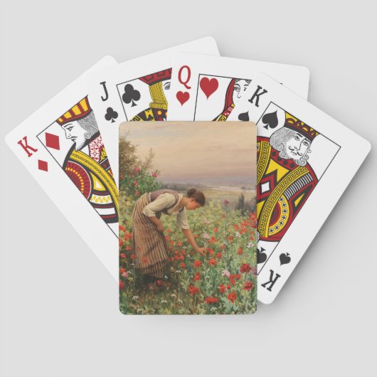 女の子がケシを摘む(フローラシーン) （花畑） トランプ (裏面)