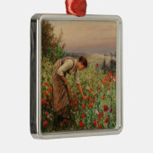女の子がケシを摘む(フローラシーン) （花畑） メタルオーナメント (右)