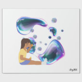 女の子がシャボン玉を作る ラッピングペーパー (フラット)