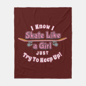女の子がスケートボードファイルを上保げるようにスケート フリースブランケット (正面)
