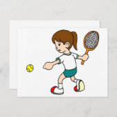 女の子がテニスラケットを振る ポストカード (正面/裏面)