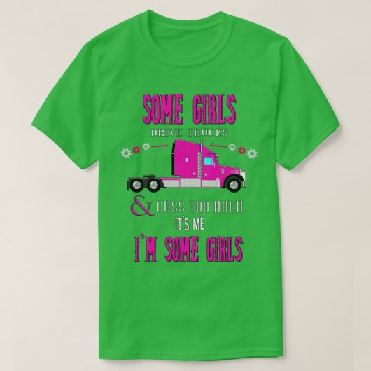 女の子がトラックを運転する Tシャツ (デザイン正面)
