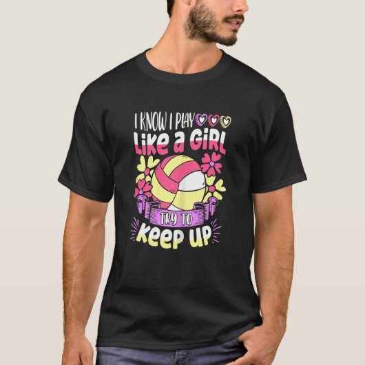女の子がバ遊レーバールをしようとす保るのを知る Tシャツ (正面)