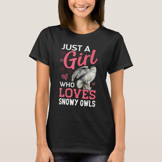 女の子がフクロウの雪鳥を愛するジャッツ Tシャツ (正面)
