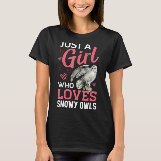 女の子がフクロウの雪鳥を愛するジャッツ Tシャツ (正面)