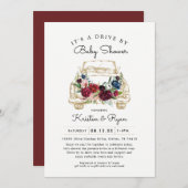 女の子がベビーシャワーの招待状カードを通る 招待状 (正面/裏面)