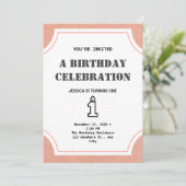 女の子が一シンプル歳エレガント一歳 招待状 (スタンド正面)