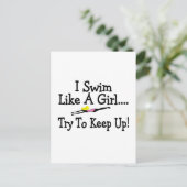 女の子が上がるように泳保ぐ ポストカード (スタンド正面)