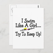 女の子が上がるように泳保ぐ ポストカード (正面/裏面)