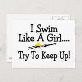 女の子が上がるように泳保ぐ ポストカード (正面/裏面)