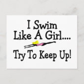 女の子が上がるように泳保ぐ ポストカード (正面)
