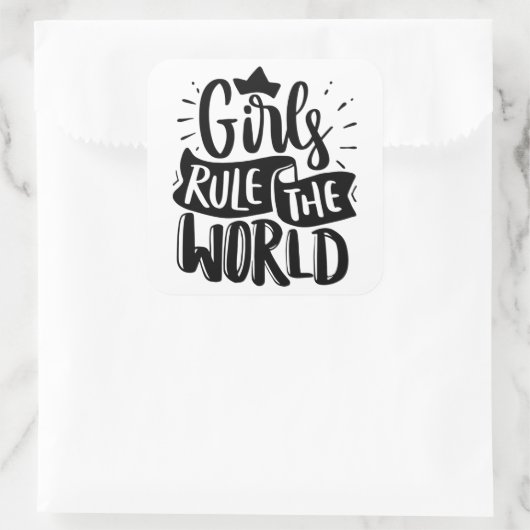 女の子が世界のステッカーを支配する スクエアシール (バッグ)