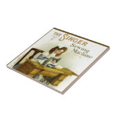 女の子が付いているヴィンテージのミシンの広告 タイル (側面)