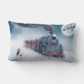 女の子が付いている冬のクリスマスの列車 ランバークッション (裏面)